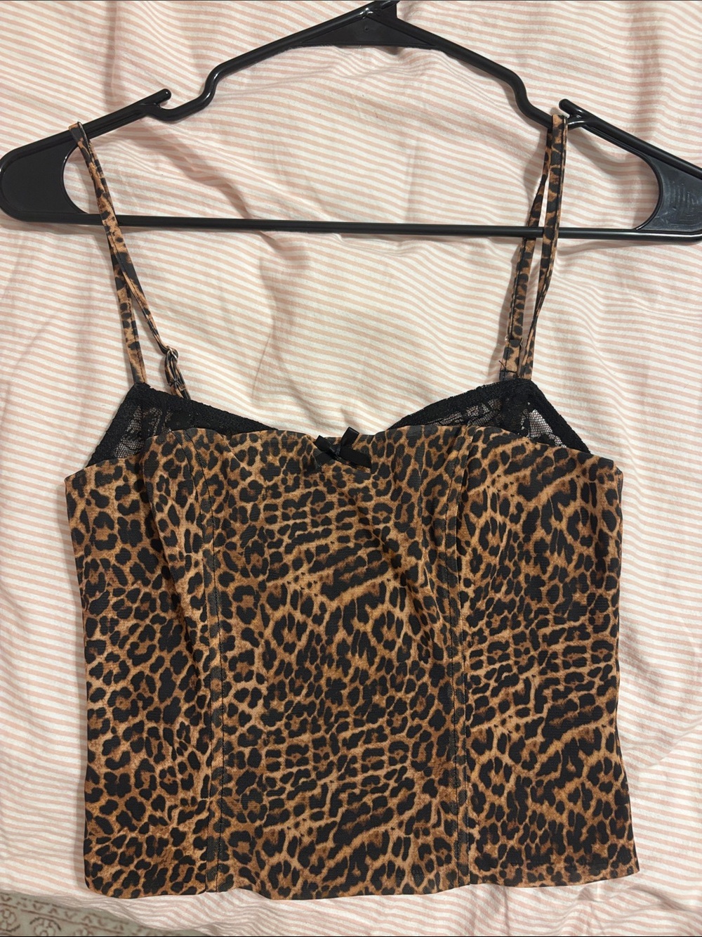 Edikted Leopard Print Lace-Trim Cami in Brown and Black